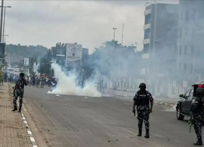 #FreeNnamdiKanu Protest: Police Deploy Tear Gas in Abuja