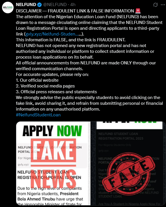 NELFUND Cautions Students Over Fake Loan Site