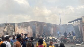 Pictures: Fire Guts Part of Arena Market in Lagos