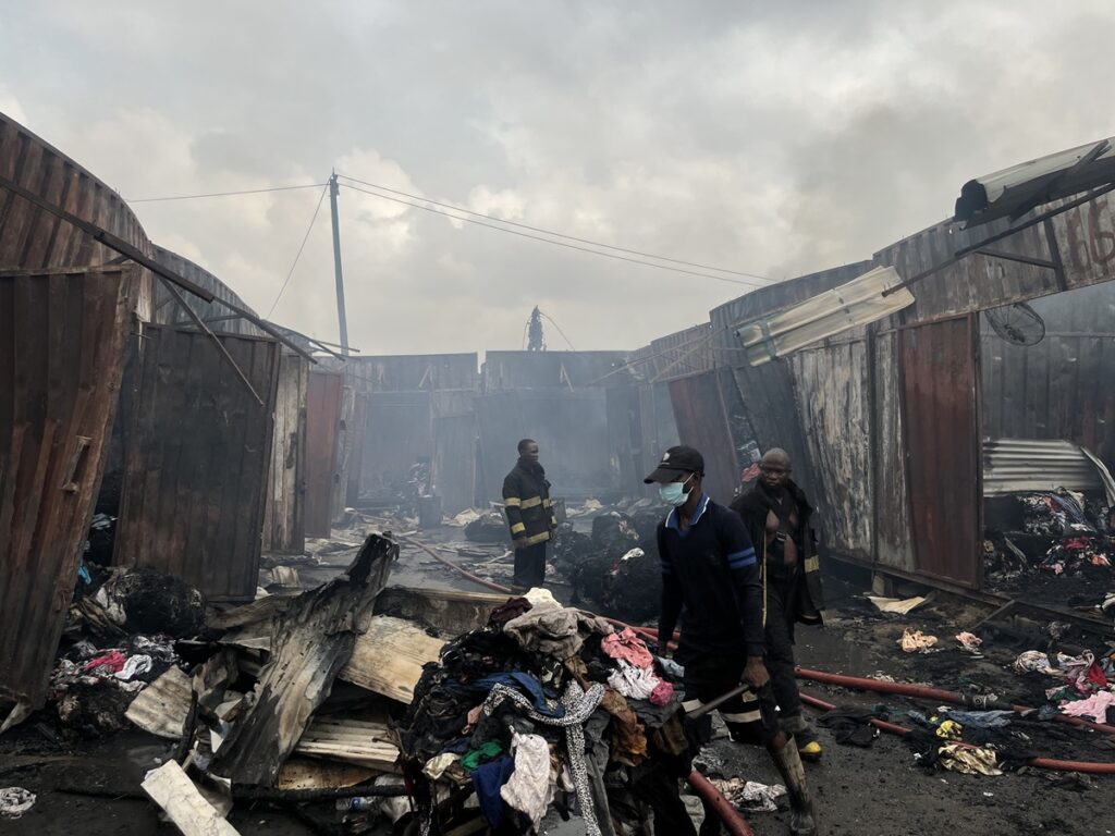 Pictures: Fire Guts Part of Arena Market in Lagos (News Central TV)