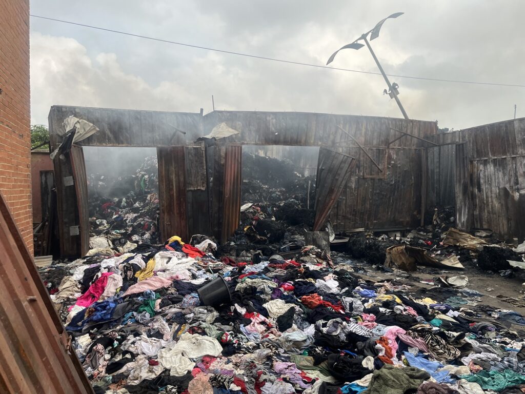 Pictures: Fire Guts Part of Arena Market in Lagos 