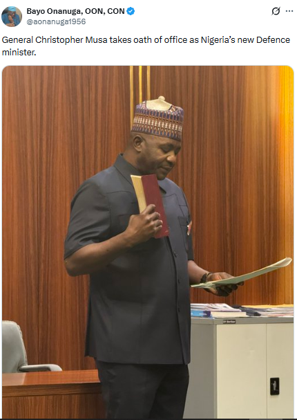Christopher Musa Sworn in As Defence Minister