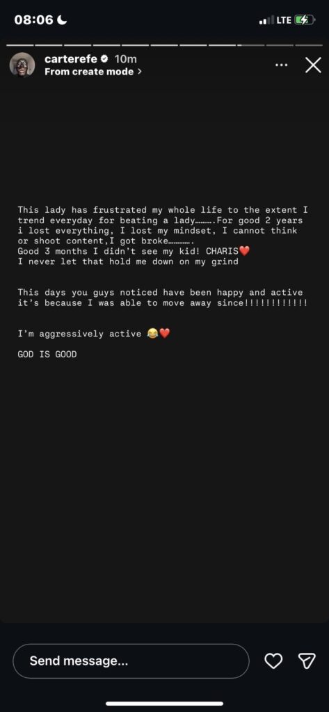 Carter Efe Speaks on Breakup, Career Struggles, and Comeback