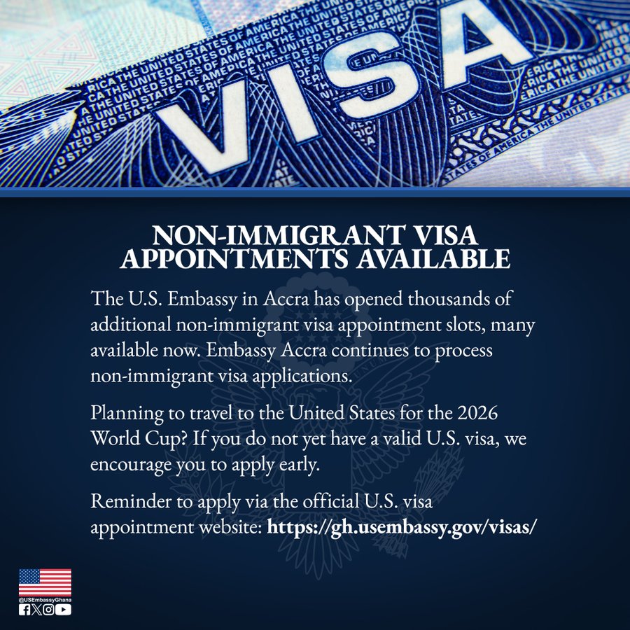 US Opens More Visa Slots for Ghanaians