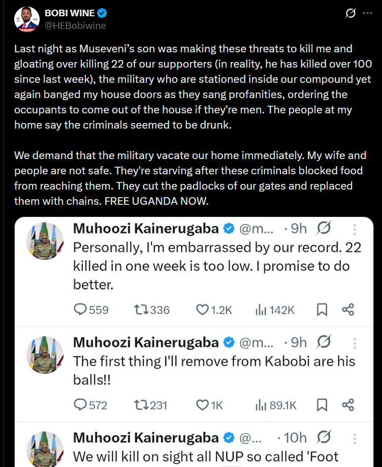 Uganda Army Chief Says He Wants Bobi Wine Dead