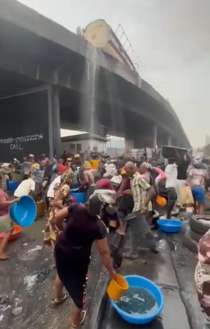 Lagos Warns Residents over Fuel Scooping from Fallen Tanker