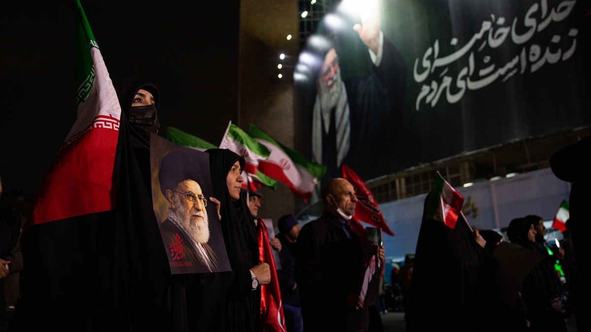 Iranians mourning the killing of Ayatollah Ali Khamenei, the supreme leader, in Tehran on Thursday night