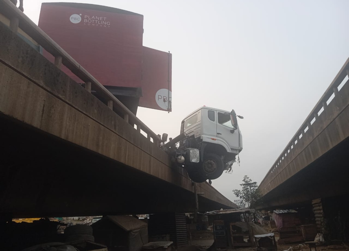 In Pictures: Trucks Collide on Lagos-Ibadan Expressway