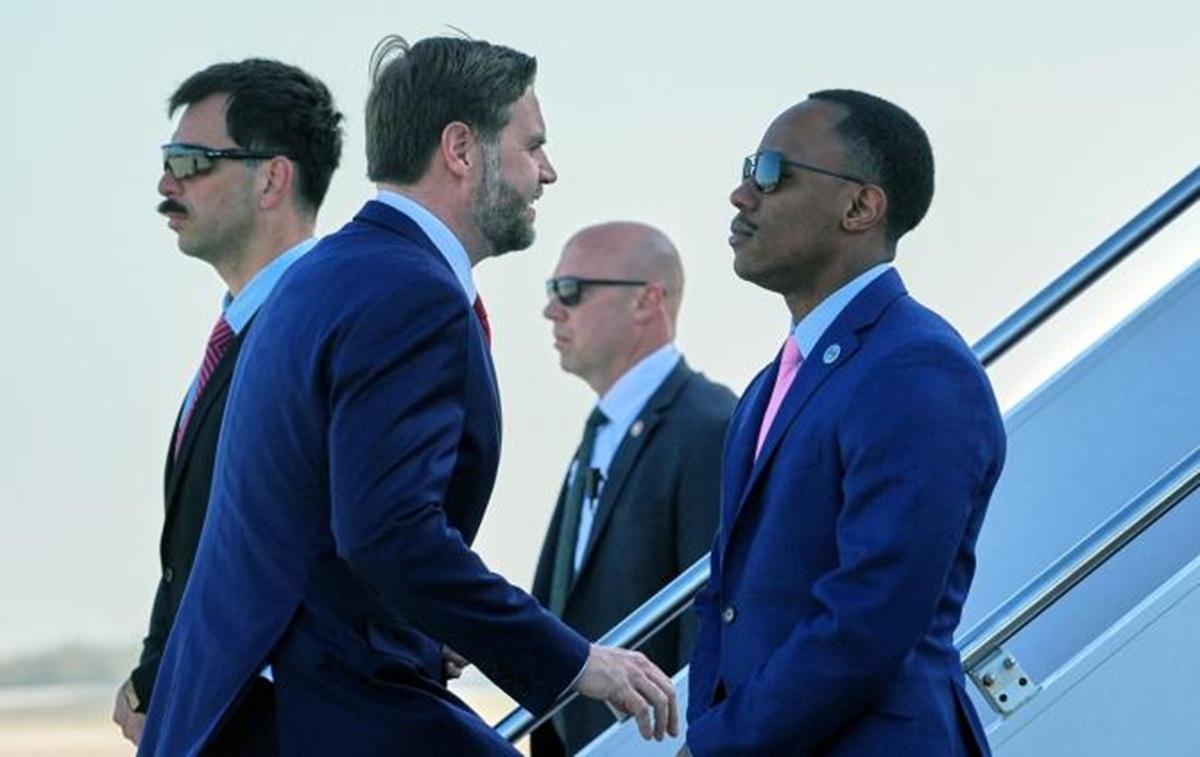 US Vice President J D Vance boards Air Force Two for expected departure to Pakistan for talks on Iran, at Joint Base Andrews, Maryland, on April 10, 2026.