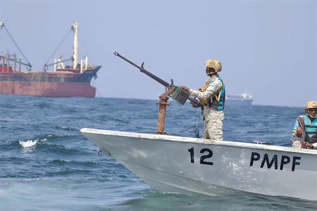 Somalia maritime police from PMPF patrol in the Gulf of Aden. 