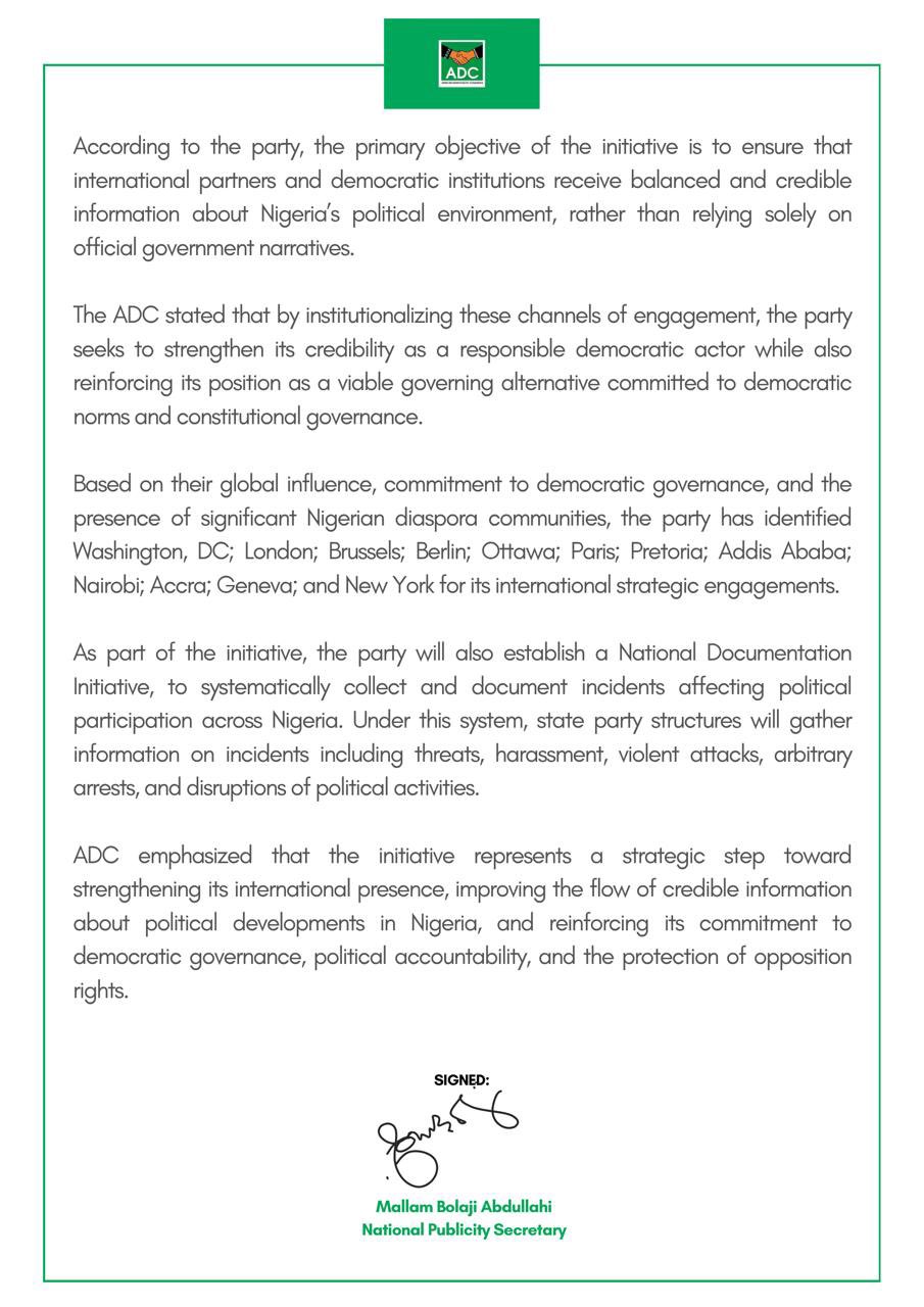 ADC to Appoint Envoys in 12 Cities Over Political Concerns