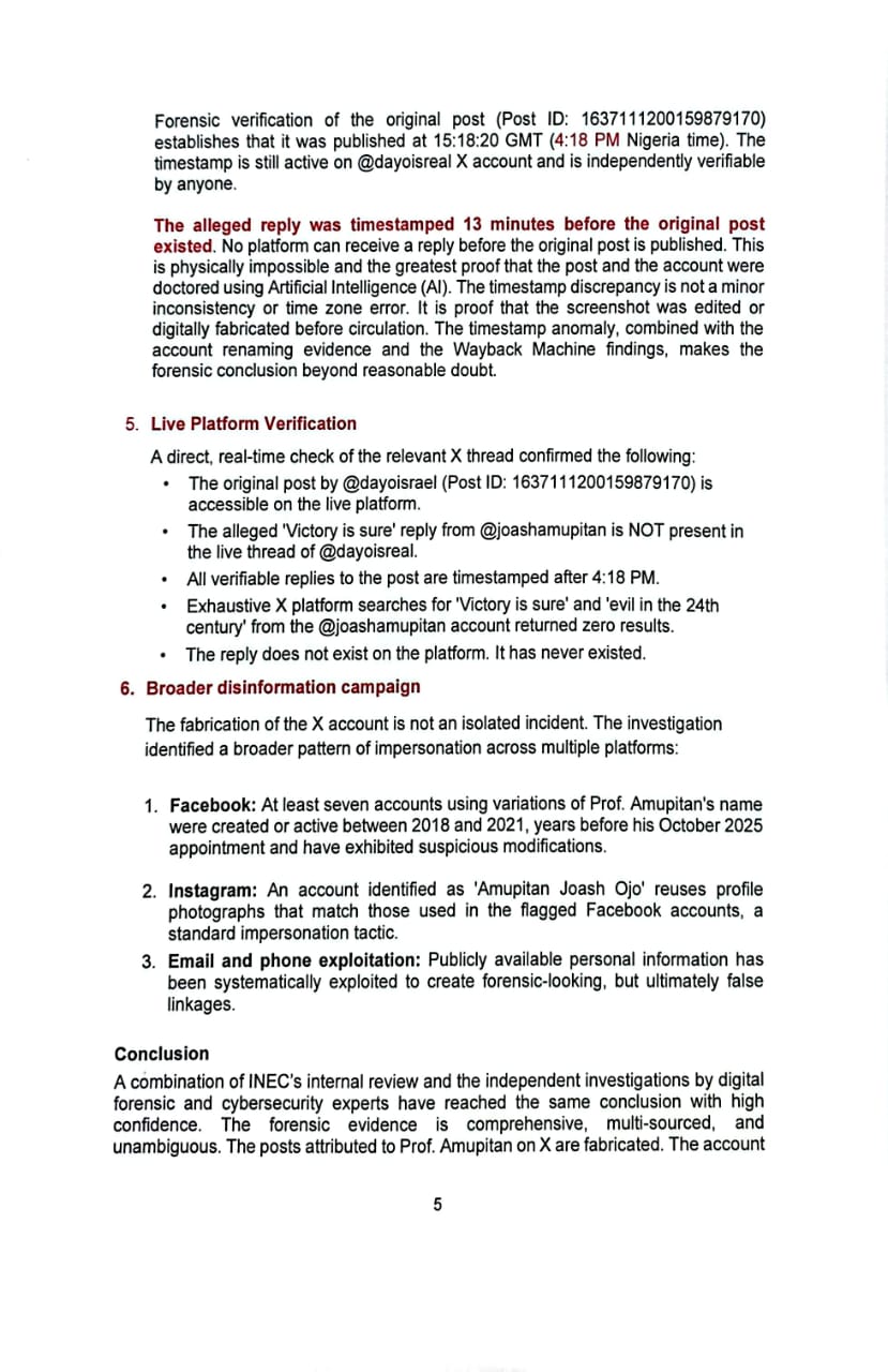 Forensic Probe Clears Amupitan of Fake Partisan Posts – INEC
