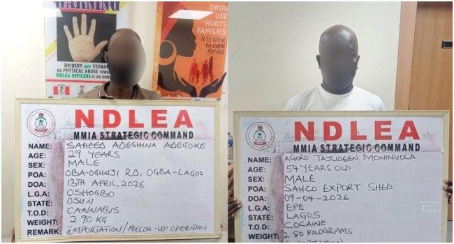 NDLEA Seizes Cocaine Hidden in Food Flasks