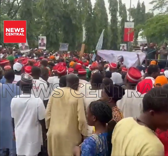 ADC Leaders Protest at INEC Headquarters in Abuja