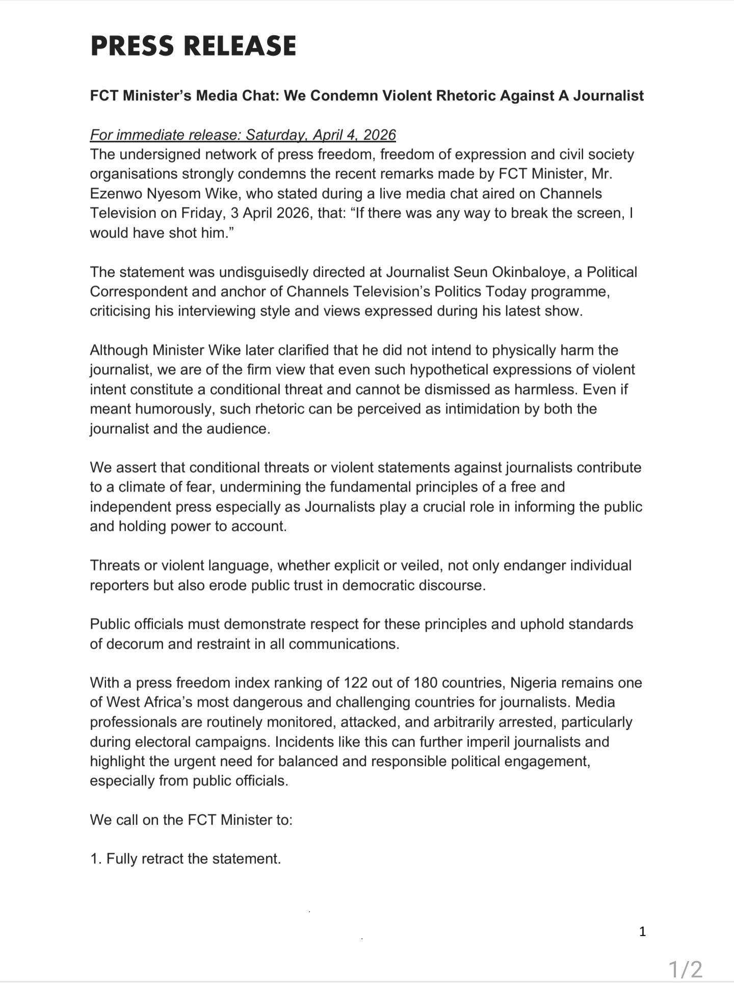 Media, CSOs Ask Wike to Apologise Over Threat to Journalist