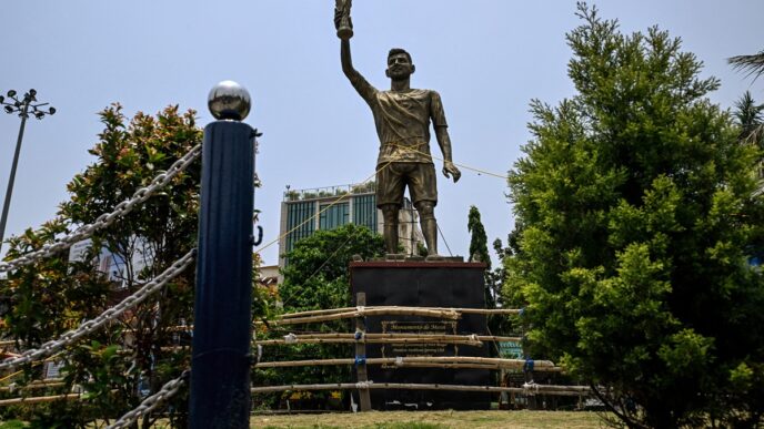 Messi statue in India to be dismantled over safety fears A giant statue of football star Lionel Messi erected in India to celebrate his visit last year will be removed after officials raised safety concerns, a lawmaker said on Wednesday. The 21-metre (70-foot) golden-coloured structure, located in the eastern city of Kolkata in West Bengal, has reportedly been swaying in strong winds, prompting engineers to flag it as unsafe. Workers were seen securing the statue with ropes around its upper structure in an attempt to stabilise it. The statue, which depicts Messi lifting the FIFA World Cup trophy, was unveiled during his “GOAT Tour” of India in December. West Bengal state legislator Sharadwat Mukherjee said technical assessments had concluded that the installation posed a safety risk. He said engineers from the state government determined that the structure was unstable, adding that movement in windy conditions had raised alarm over its safety. "The statue of the Argentine football legend in the city of Kolkata was found unsafe by engineers of the West Bengal government," he said. "We have noticed that the statue is swaying in the wind." Mukherjee noted that efforts to take it down were ongoing, though no timeline had been confirmed. "Removal has proved easier said than done," he said. "We are planning to remove the statue at the earliest opportunity." It was also unclear whether the statue would be relocated or reconstructed elsewhere. India, a nation of more than 1.4 billion people, continues to show growing interest in football, which remains its second most popular sport.