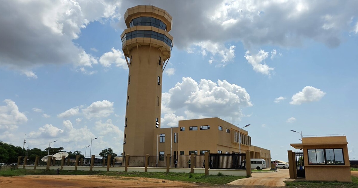 The photo shows the new Air Traffic Control Tower at Juba Airport in Juba, capital of South Sudan