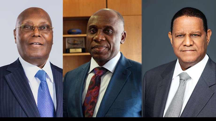 Former Vice President Atiku Abubakar, former Rivers State Governor Rotimi Amaechi, and banker Mohammed Hayatu-Deen