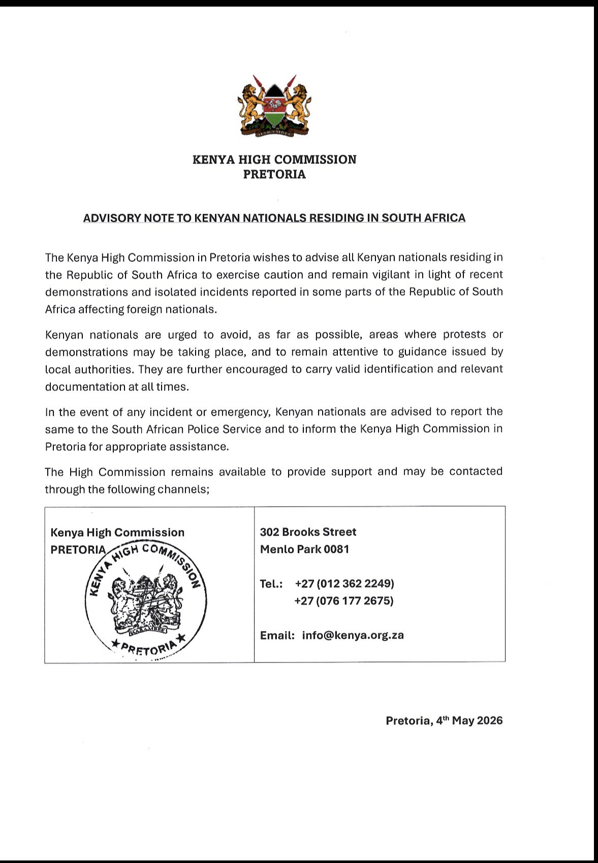 Kenya Issues Warning to Citizens in South Africa (News Central TV)