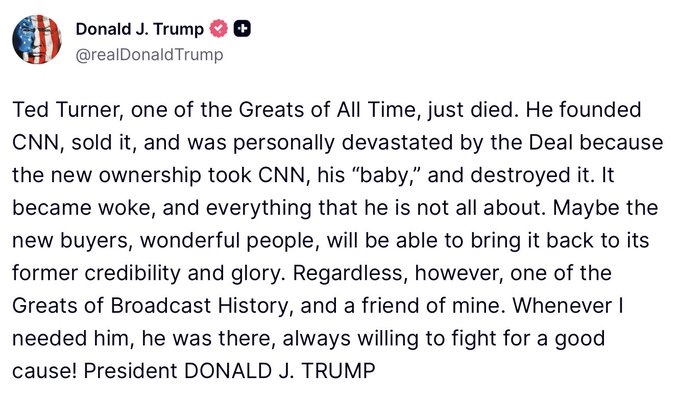 Trump Says 'Woke' CNN Destroyed Turner's Legacy (News Central TV)