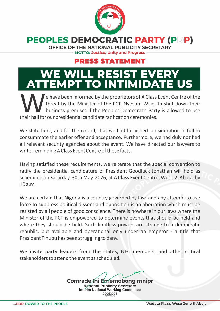 PDP Accuses Wike of Plot to Disrupt Event