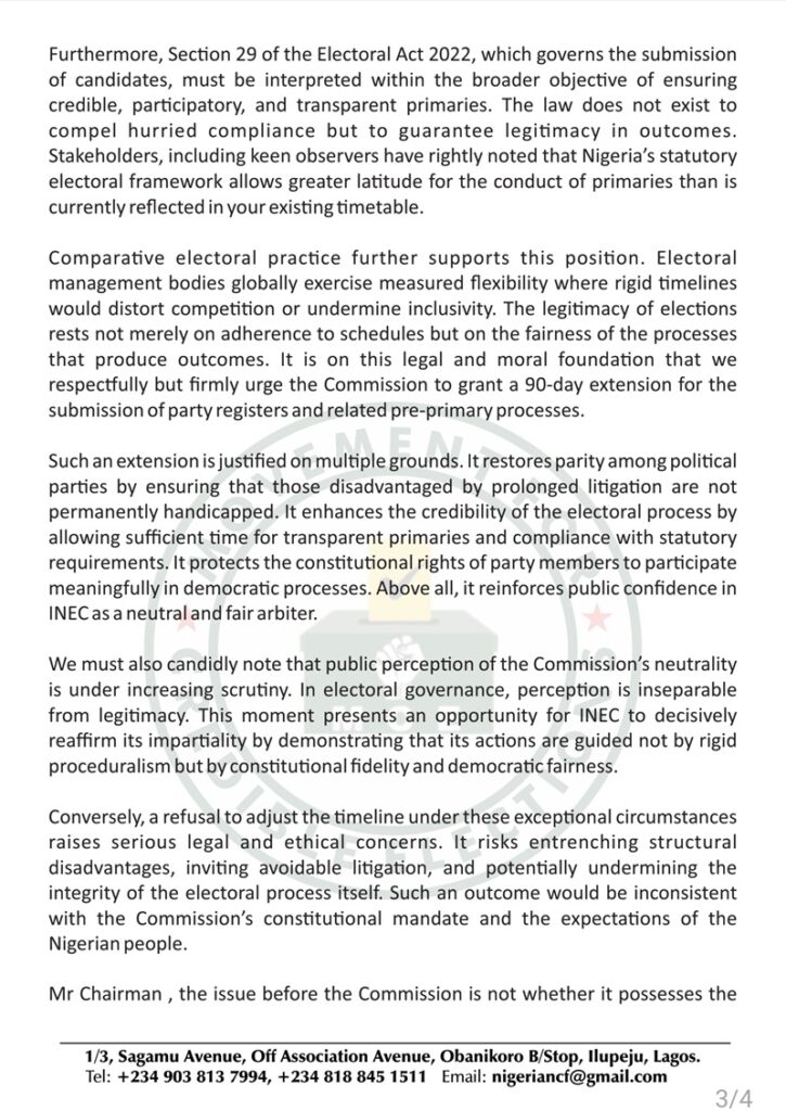 MCE Urges INEC to Extend 2027 Election Timelines