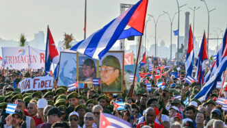 Castro Supporters Rally Outside US Embassy (NewsCentral TV)