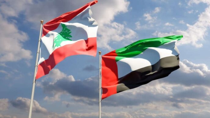 Lebanon and UAE Flag.
