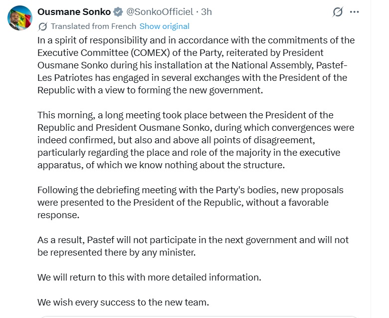 Sonko's Statement