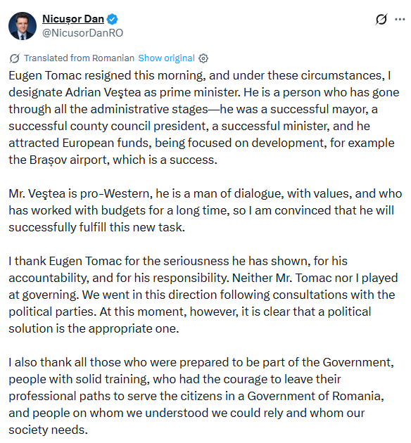 Adrian Veştea Nominated for Romania’s Prime Minister Role