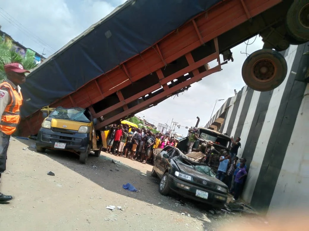 Two Injured as Trailer Falls Off Bridge in Anambra