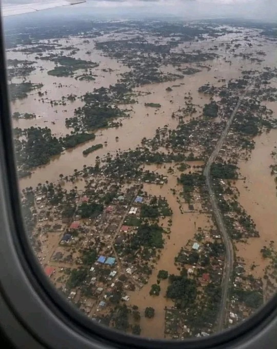 Ghana flood image shared by X user with caption “Tinubu built Lagos”