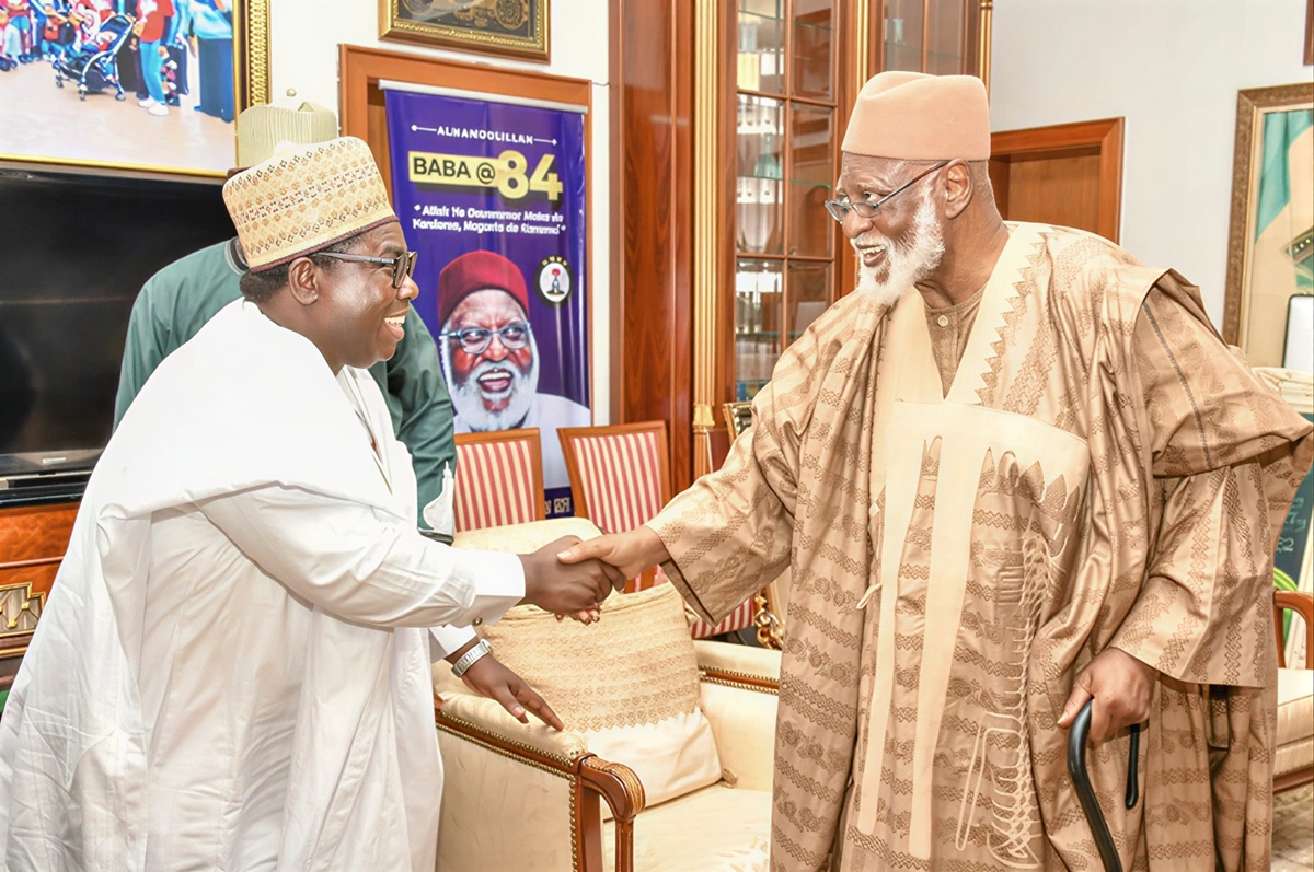 INEC boss Amupitan during a courtesy visit to former Head of State and Chairman of the National Peace Committee, General Abdulsalam Abubakar (retd.), in Minna, Niger State,