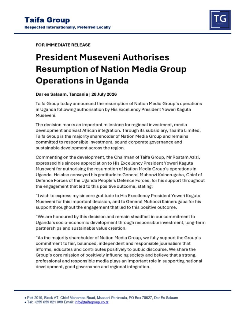 Nation Media Resumes Uganda Operations After Approval (News Central TV)