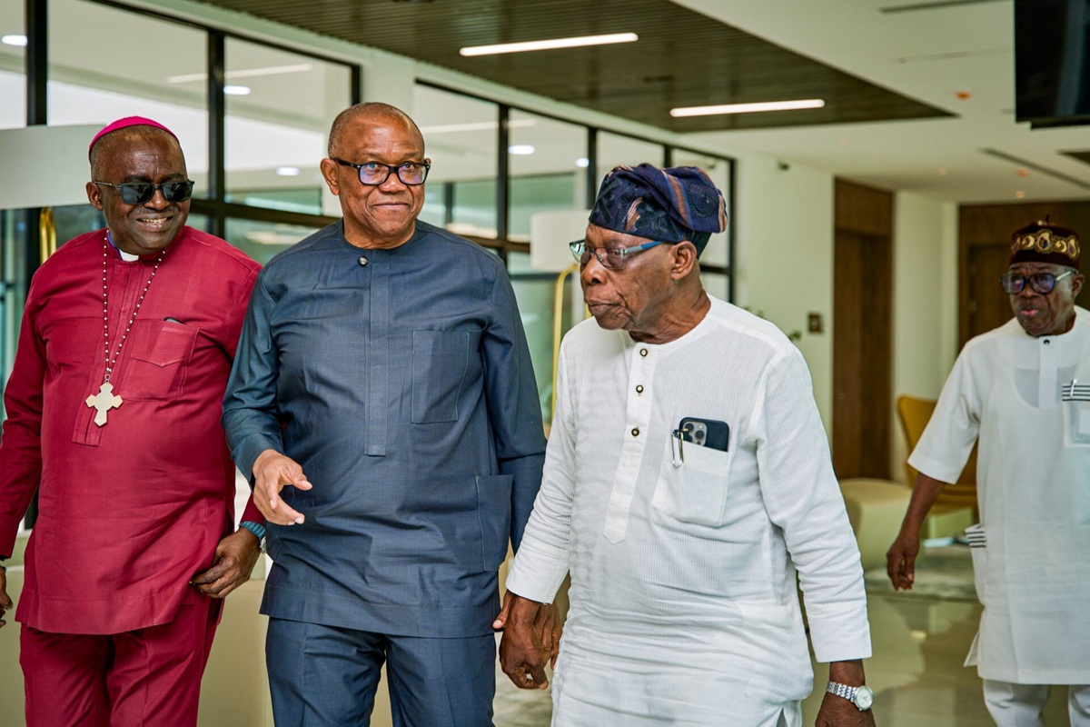 Peter Obi with Olusegun Obasanjo. Credit: Esther Umoh/X. 