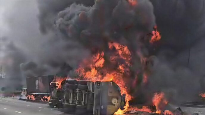 Gas-Laden Tanker Catches Fire in Lagos