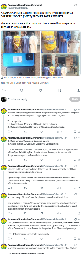 Adamawa Police Recover Stolen Phones After Robbery (News Central TV)