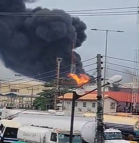 Fire Guts Lagos Fuel Terminal Facility