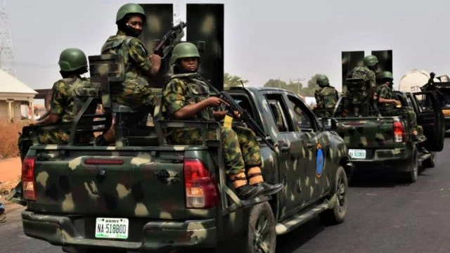 Soldiers convoy