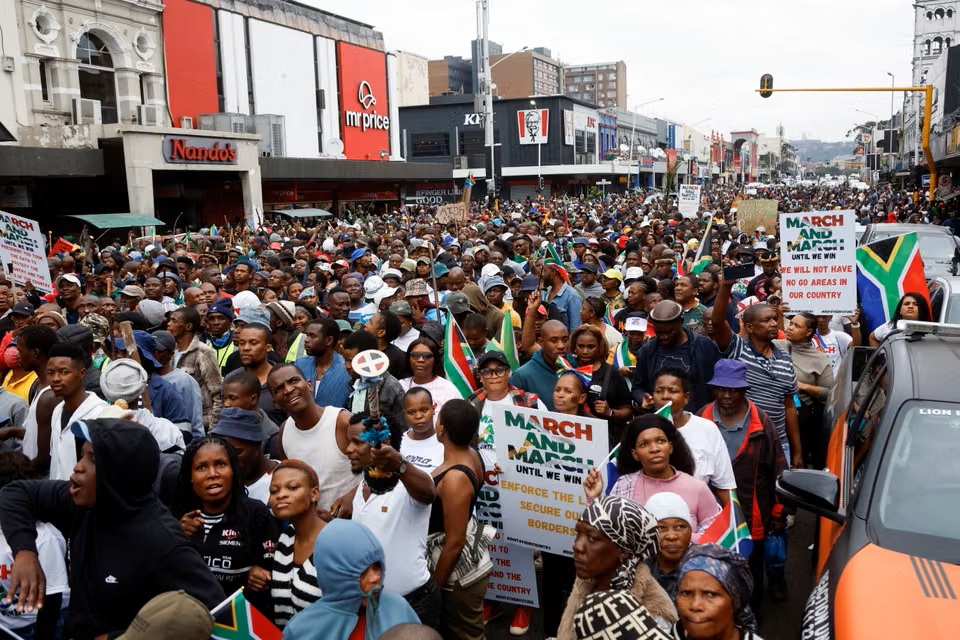 Anti-immigration protest in Durban, South Africa, on June 30, 2026.