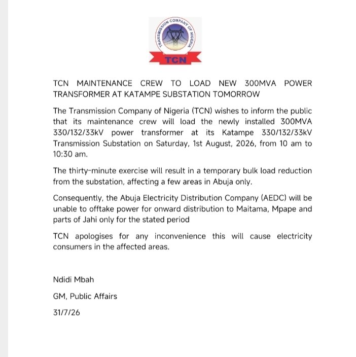 Transformer Installation To Disrupt Abuja Power (News Central TV)