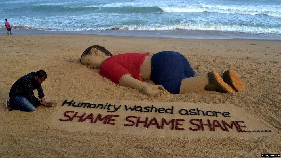 A single photograph of Alan Kurdi, a three-year-old Syrian boy drowned on a Turkish beach