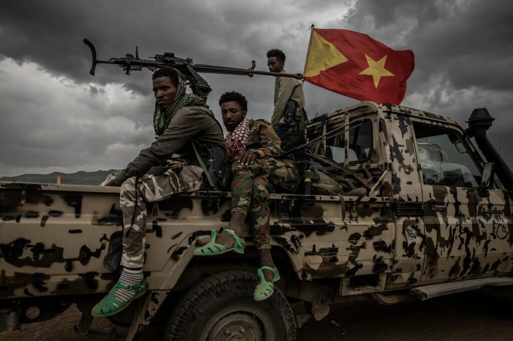 Rebel fighters outside Mekelle, the capital of the northern Ethiopian region of Tigray.