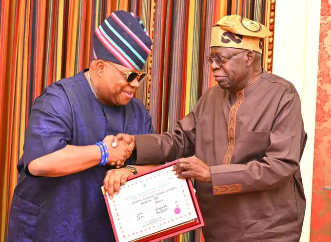 President Bola Tinubu and Osun State Governor Ademola Adeleke (News Central TV)