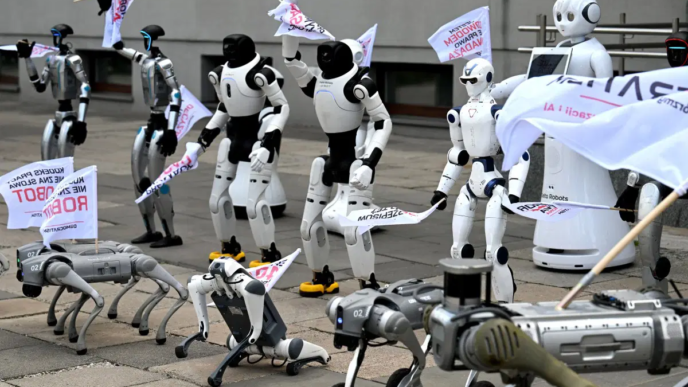 30 Robots Protest in Poland, Demand Stronger AI Rules (NewsCentral TV).1.