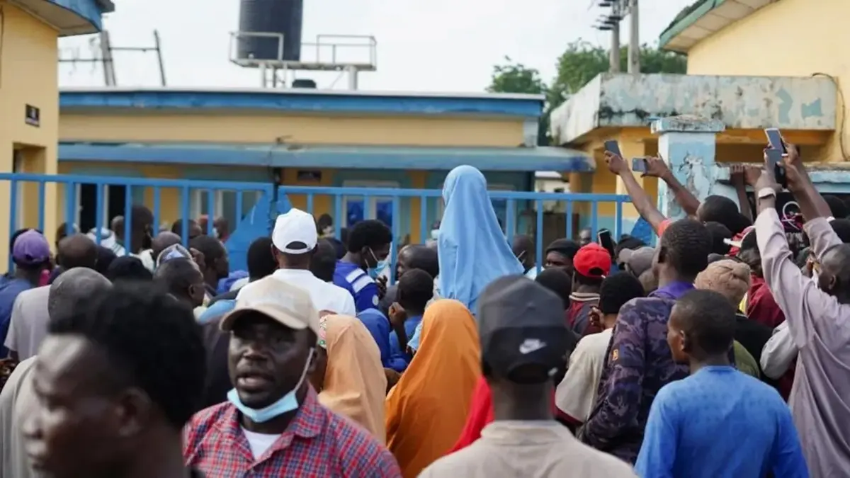 Families gathered outside the hospital, where the bodies have been taken