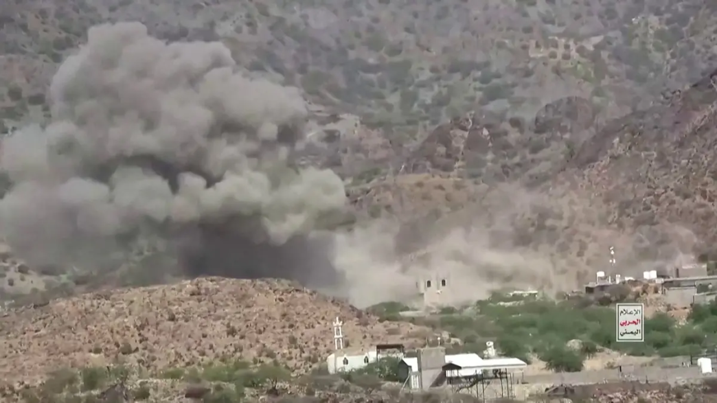 This screen grab taken from undated video footage released on September 12, 2026 by Ansarullah Media Centre purportedly shows smoke rising in the distance as fighting continues between Houthi fighters and Saudi-backed forces.
