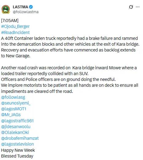 LASTMA tweet