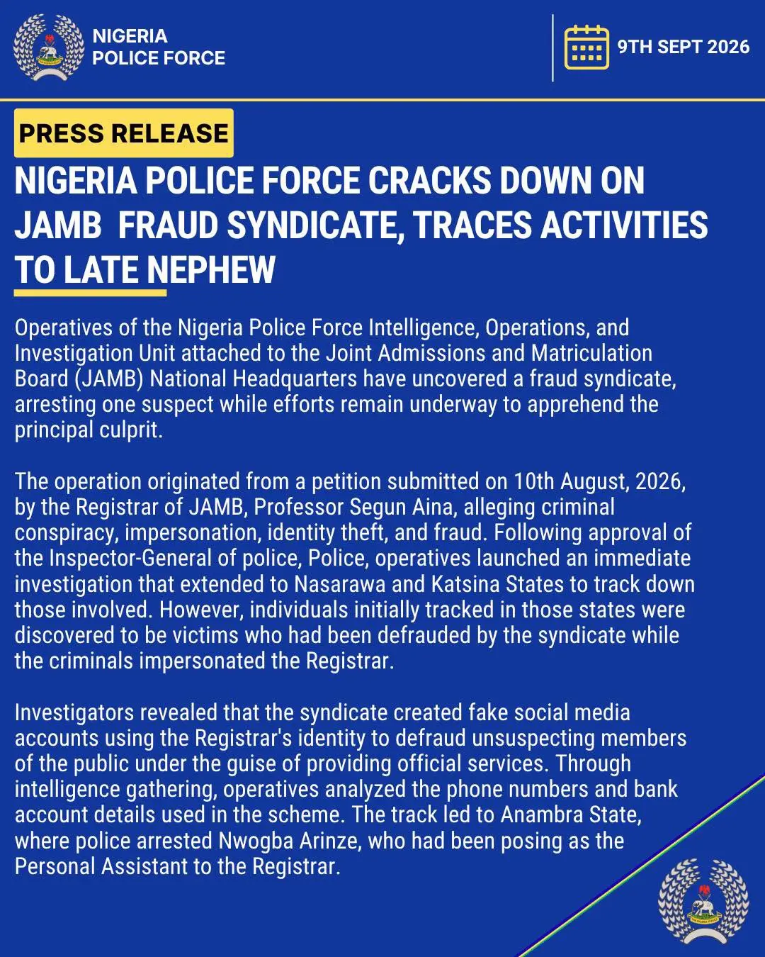Police Arrest Suspected JAMB Registrar Impersonator (News Central TV).jpg2