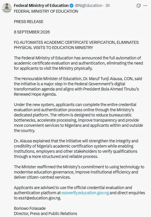 Nigeria Automates Academic Certificate Verification Process